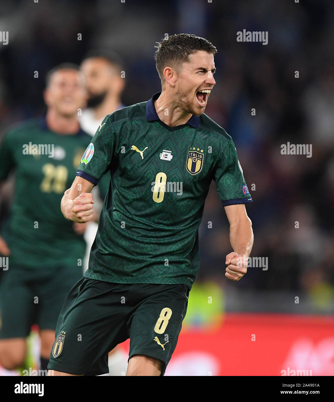 Rome Italy 12th Oct 19 Italy S Jorginho Celebrates His Goal During The Uefa Euro Qualifier Group J Soccer Match Between Italy And Greece In Rome Italy Oct 12 19 Credit Alberto