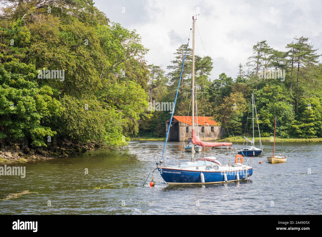 WESTPORT, IRELAND - AUGUST 7, 2019: An old boathouse near the town of Westport in County Mayo in Ireland. Stock Photo