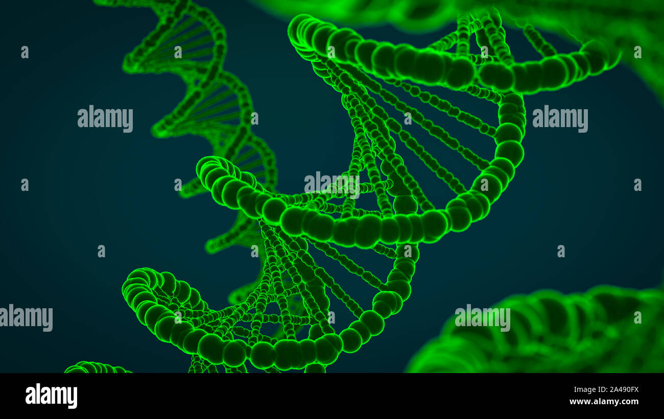 Abstract 3d illustration of dna double helix with no DNA fragments Stock Photo