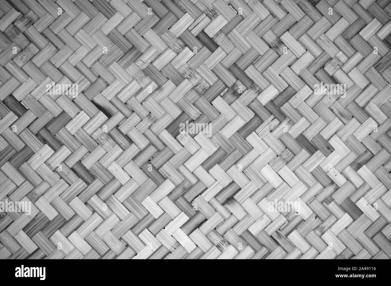 Full Frame Shot Of Wicker Basket. Black and White background and