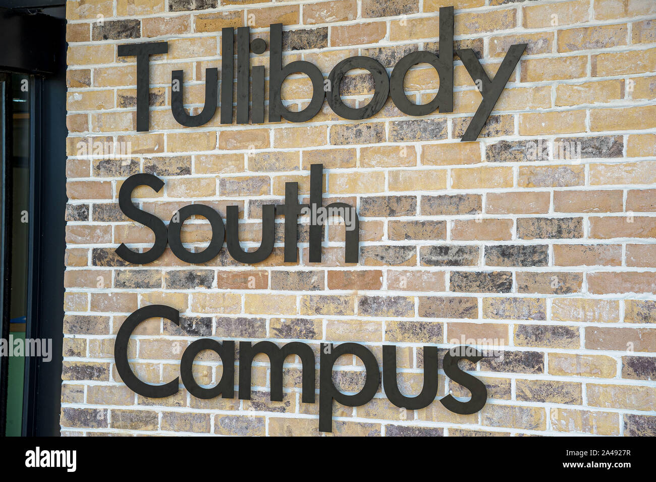 Tullibody, UK. 11th Oct, 2019. Tullibody South Campus sign during the