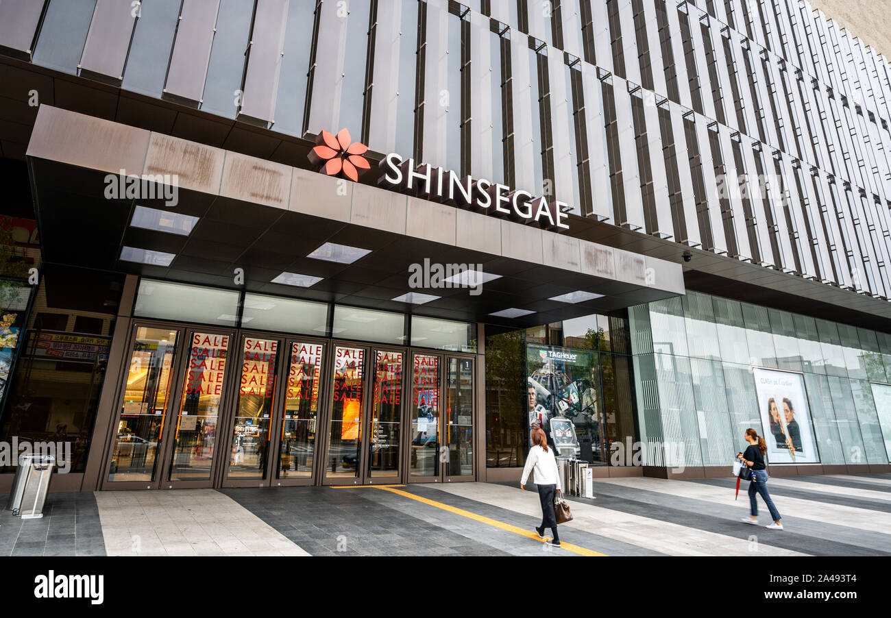 Daegu Korea , 1 October 2019 Shinsegae entrance a Korean department