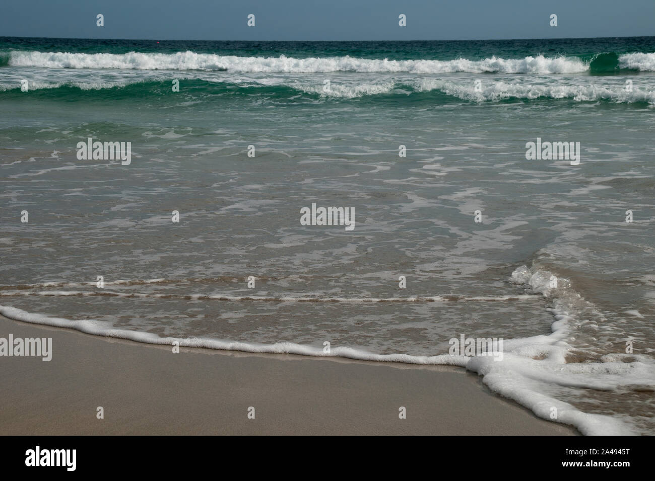Kangaroo Island Australia, water's edge with waves breaking at Stokes Bay Stock Photo