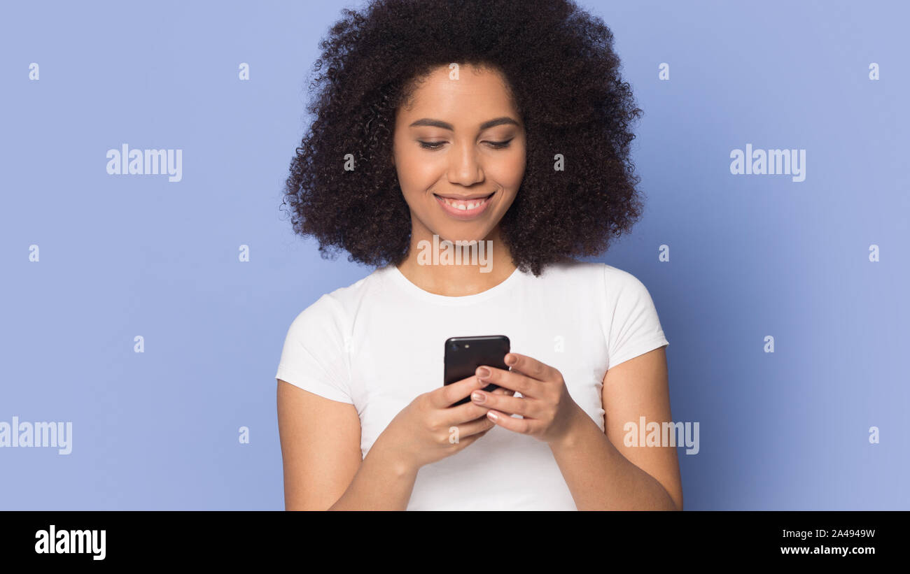 African american girl smiling using hi-res stock photography and images ...