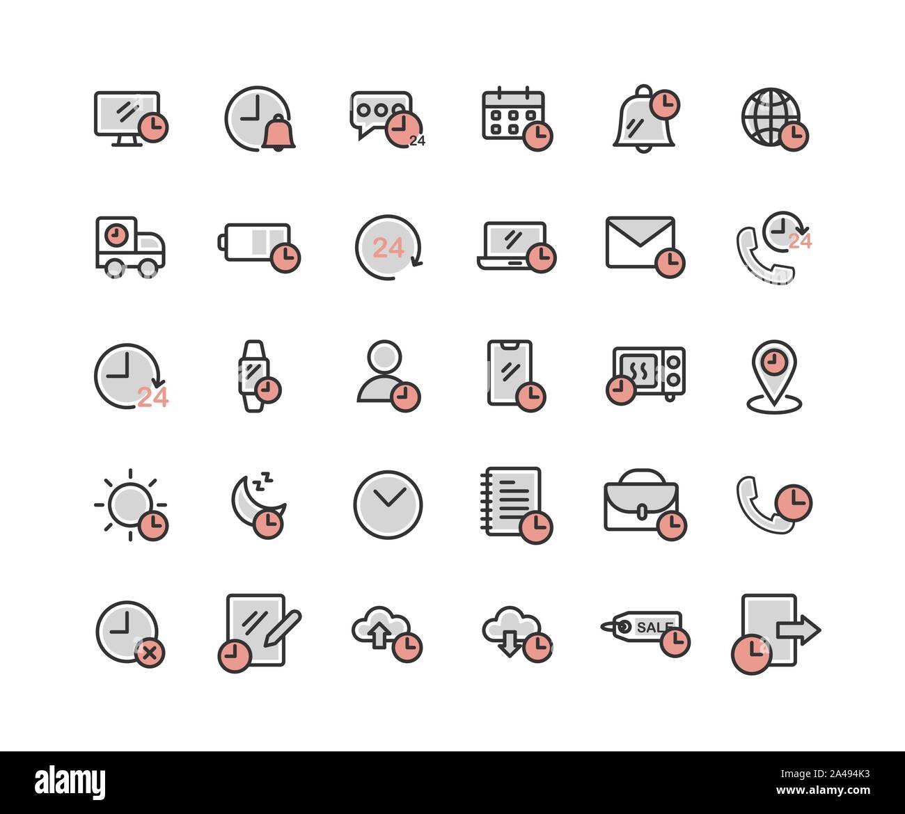 Time filled outline icon set. Vector and Illustration Stock Vector ...