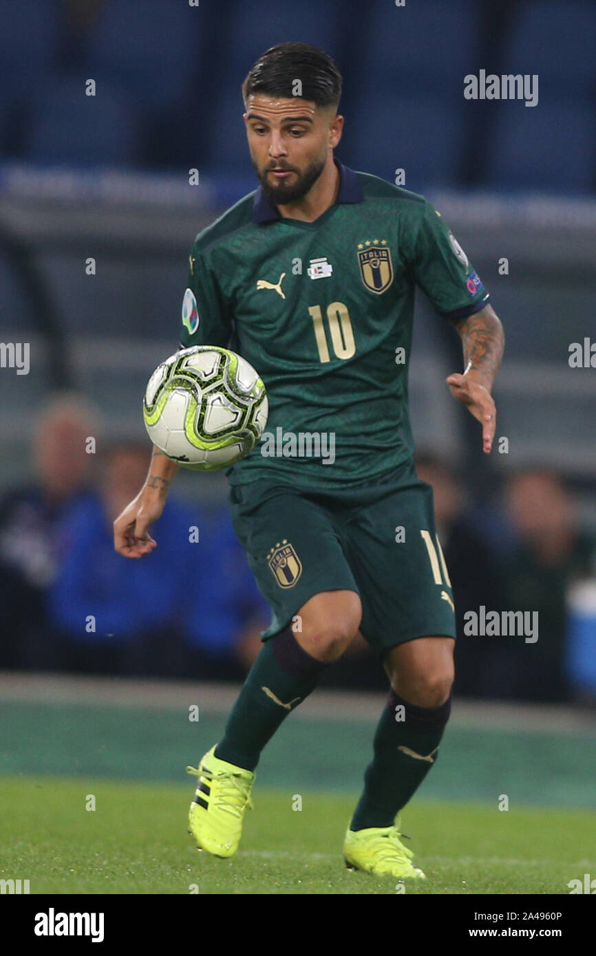 Rome, Italy. 12th Oct, 2019. ROME, ITALY - 12 OCTOBER 2019:L.Insigne (ITALY) during the UEFA Euro 2020 qualifier match between Italy and Greece, group j on October 12, 2019 in Rome, Italy. Credit: Independent Photo Agency/Alamy Live News Stock Photo