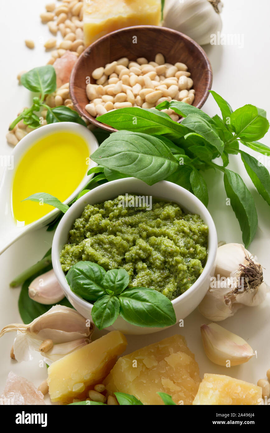 Green italian homemade sauce pesto Stock Photo Alamy