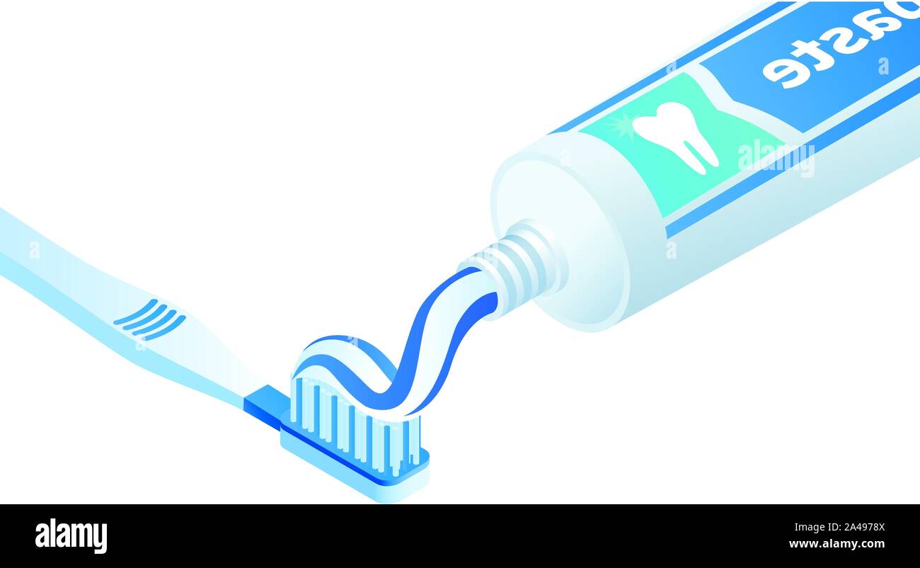 Toothpaste concept banner. Isometric illustration of toothpaste vector ...