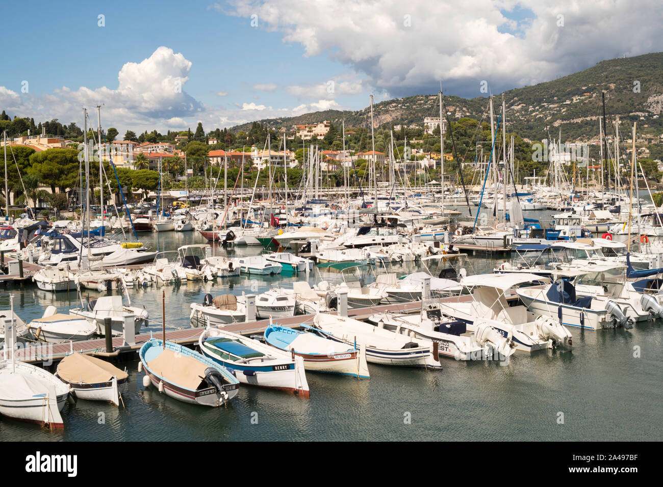Boats moored in the marina, Saint Jean Cap Ferrat, France Europe Stock Photo