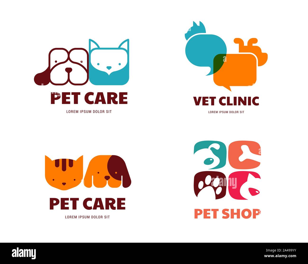 Pet Shop Animals Veterinary Clinic Dog And Cat Logo Symbol