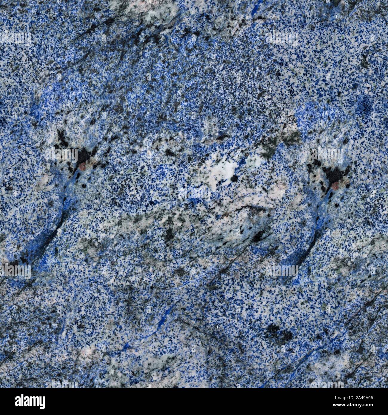 Saturated blue granite texture with patterns. Seamless square background, tile ready. Stock Photo