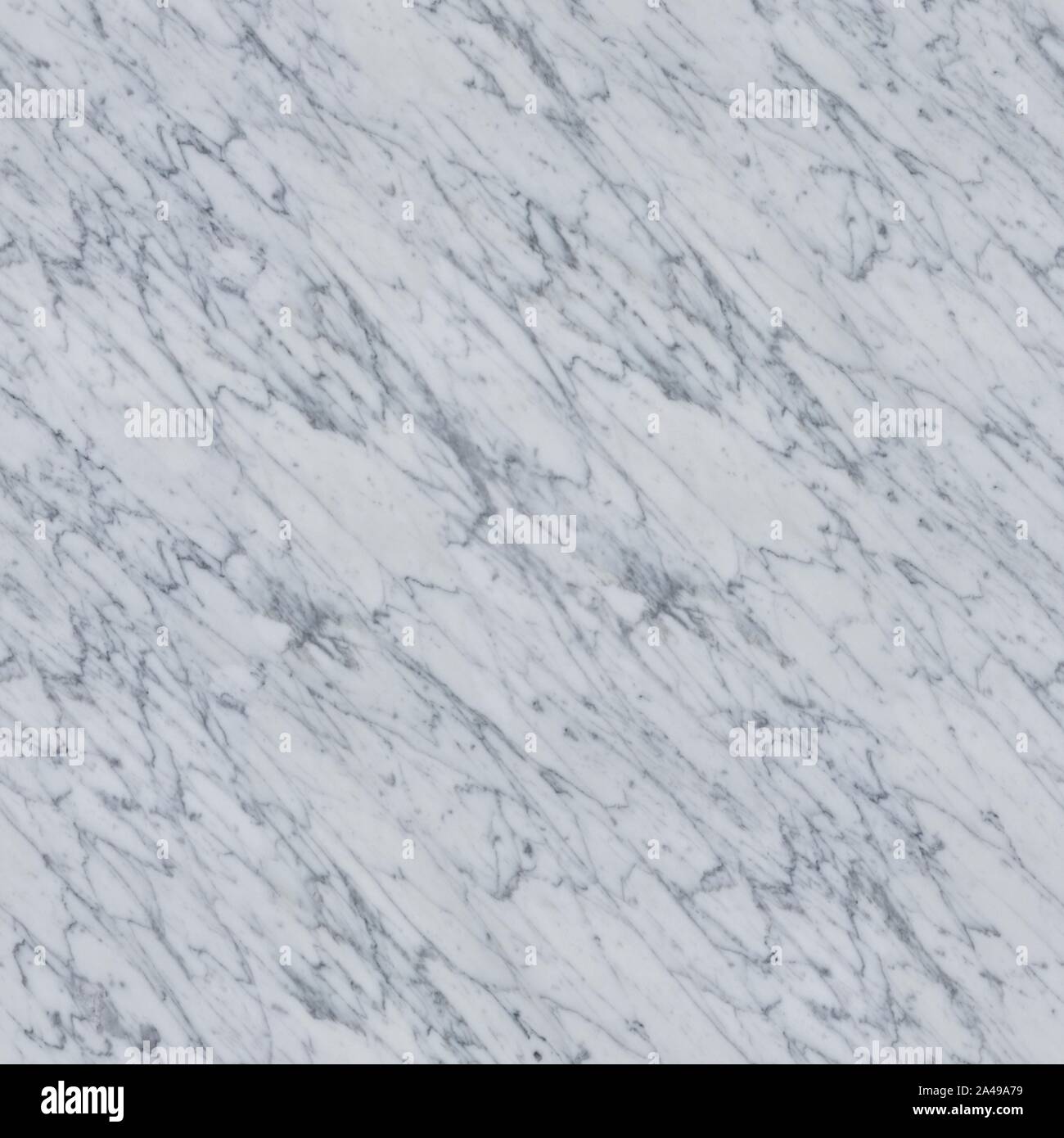 White marble texture with pattern and light blue tone. Seamless square background, tile ready. Stock Photo