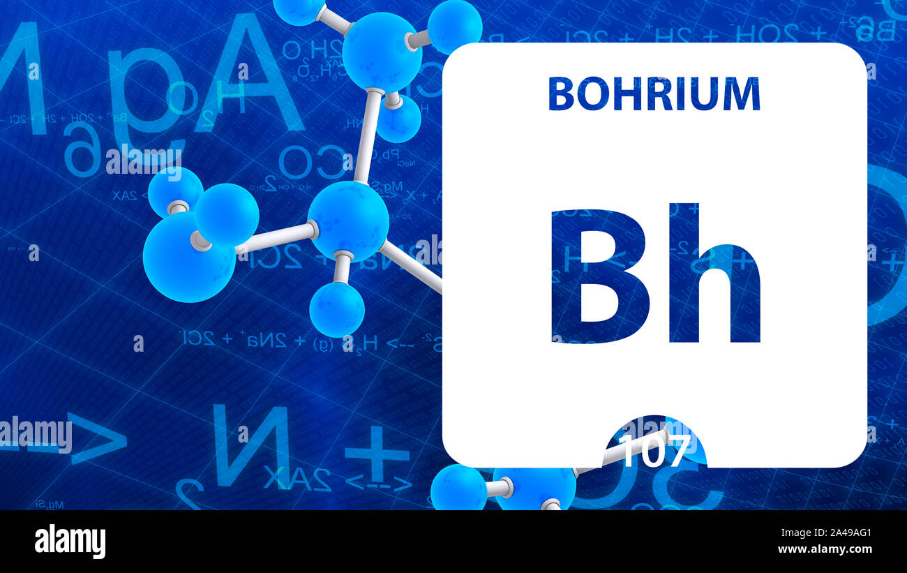 Bohrium Bh, chemical element sign. 3D rendering isolated on white  background. Bohrium chemical 107 element for science experiments in  classroom scienc Stock Photo - Alamy