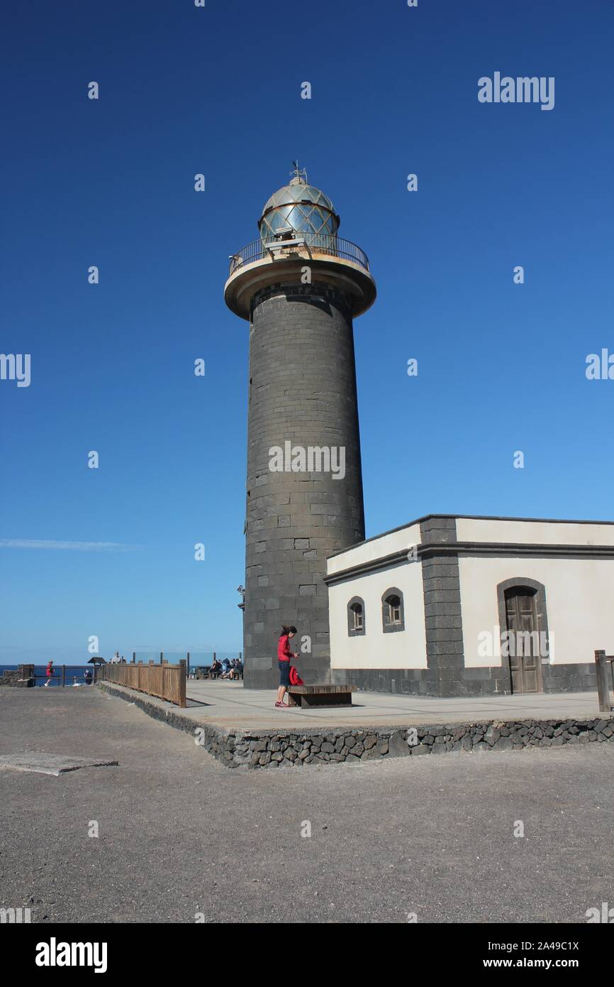 Lighthouse Jandia on the Jandia peninsula, Fuerteventura, Spain, Stock Photo