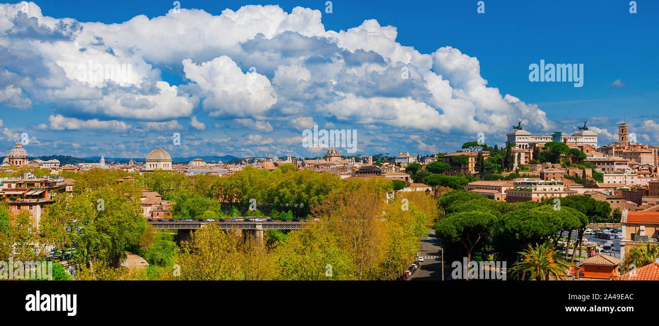 Rome historic center skyline panoramic view Stock Photo