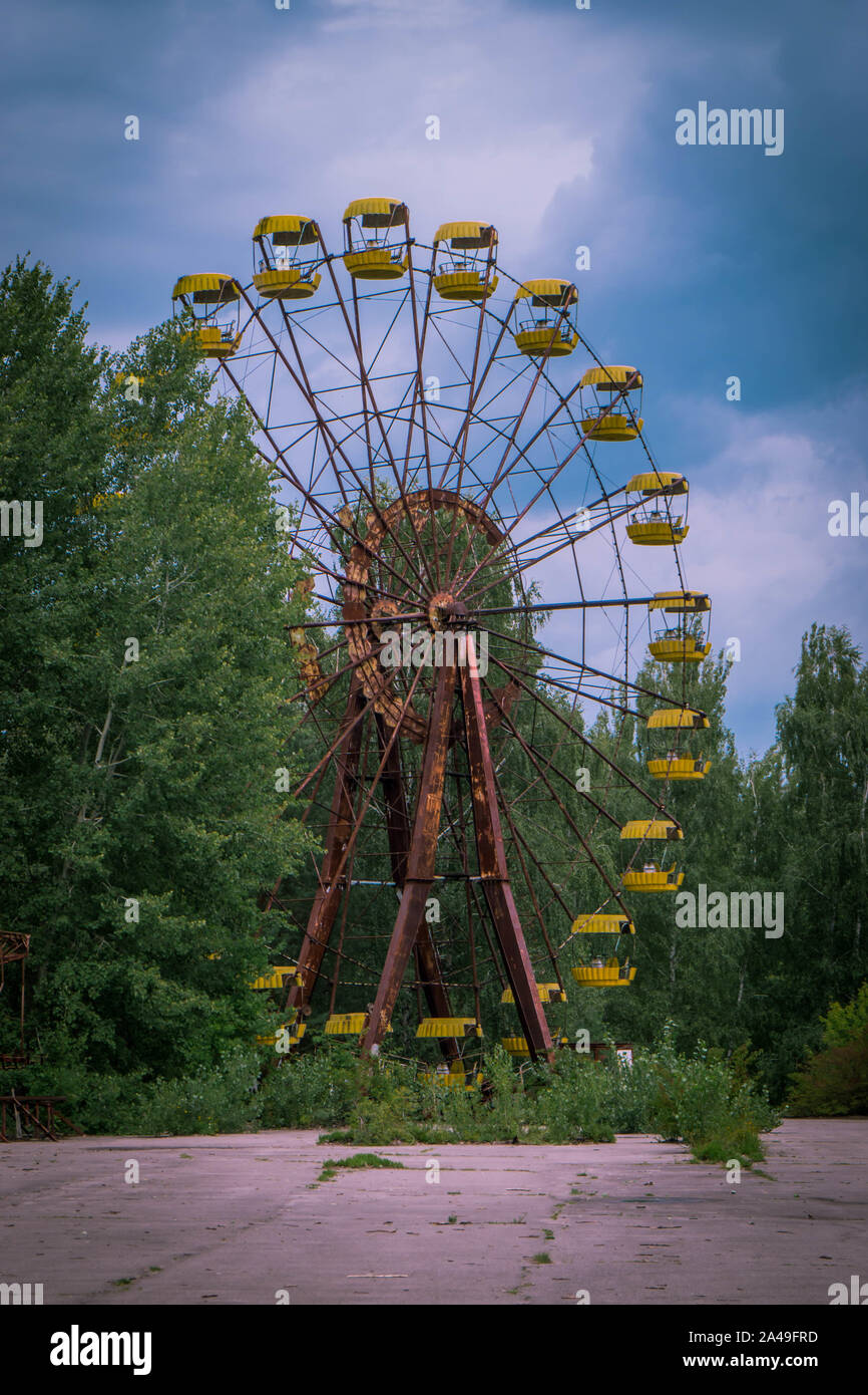 Ferris wheel in Chernobyl exclusion zone. Stock Photo