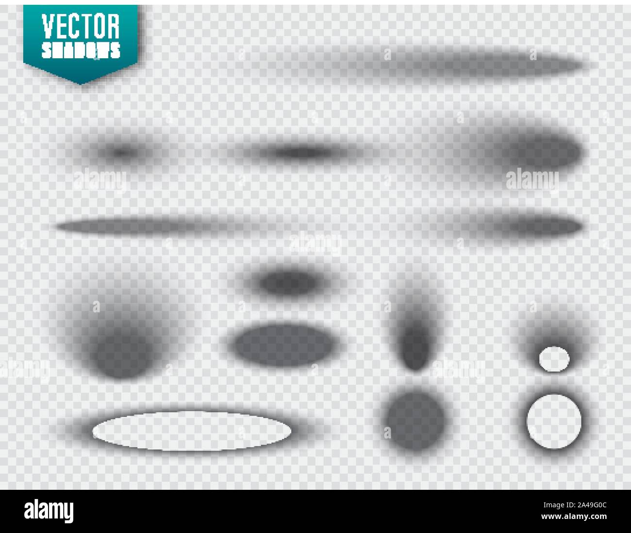 Vector shadows set on transparent background. Realistic isolated shadow ...