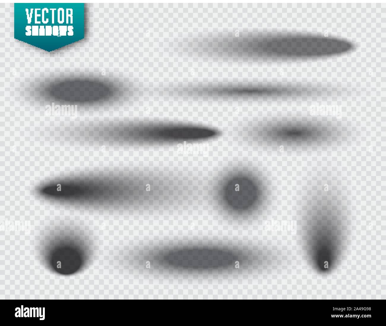 Vector shadows set on transparent background. Realistic isolated shadow ...