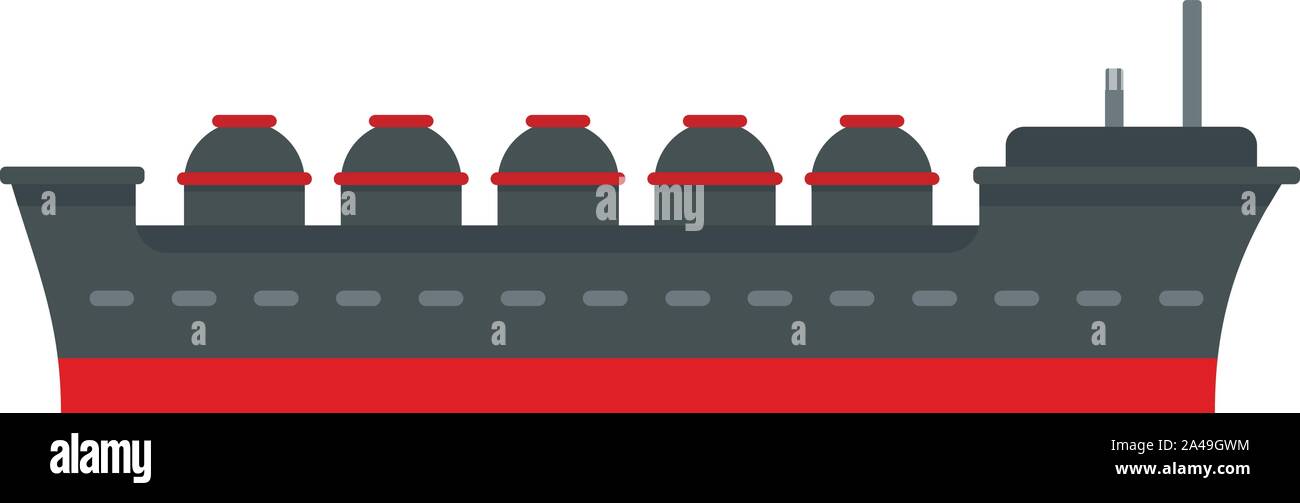 Oil tanker ship icon. Flat illustration of oil tanker ship vector icon for web design Stock Vector