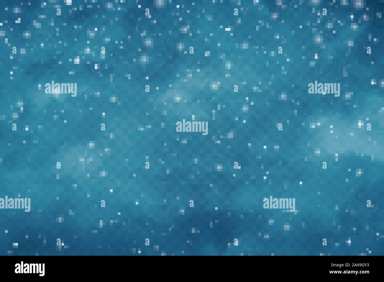 Realistic falling snow with snowflakes and clouds. Winter transparent ...