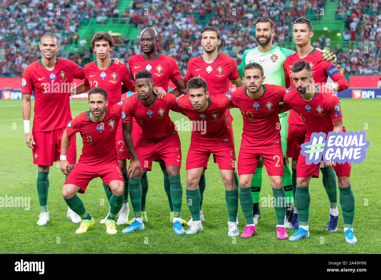 October 11, 2019. Lisbon, Portugal. Portugal starting team for the game of the European Championship 2020 Qualifying Round between Portugal and Luxembourg © Alexandre de Sousa/Alamy Live News Stock Photo