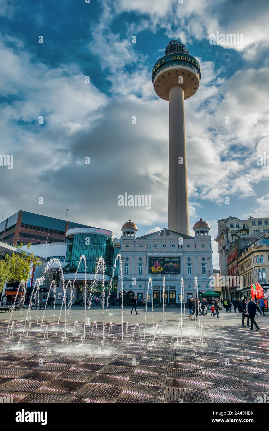 Fountains,Williamson Square,Radio City Tower,St Johns Shopping Centre,Liverpool Stock Photo