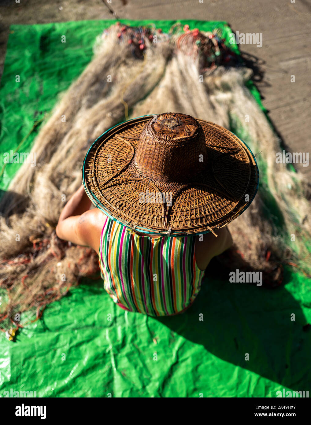 Local fishermen on the Yangon River in Dala, Yangon, Myanmar Stock Photo