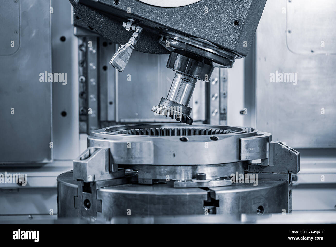 Metalworking CNC lathe milling machine. Cutting metal modern processing