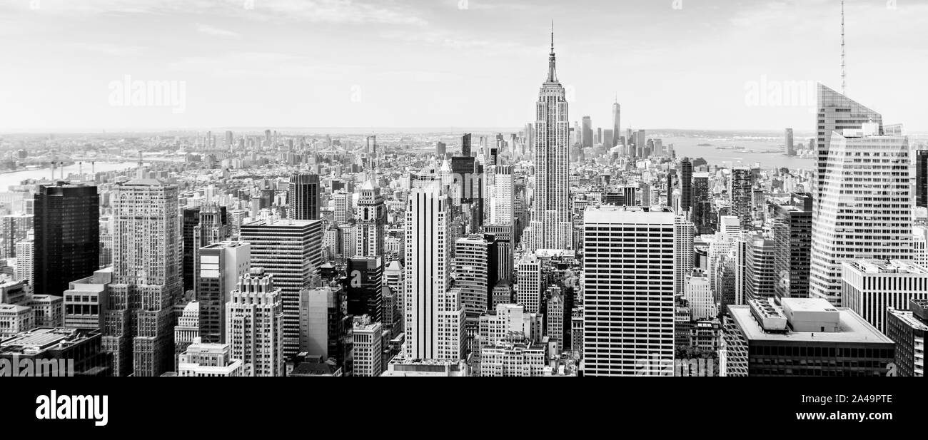 Traditional Black And White image of New York, shot from Rockefeller center Stock Photo