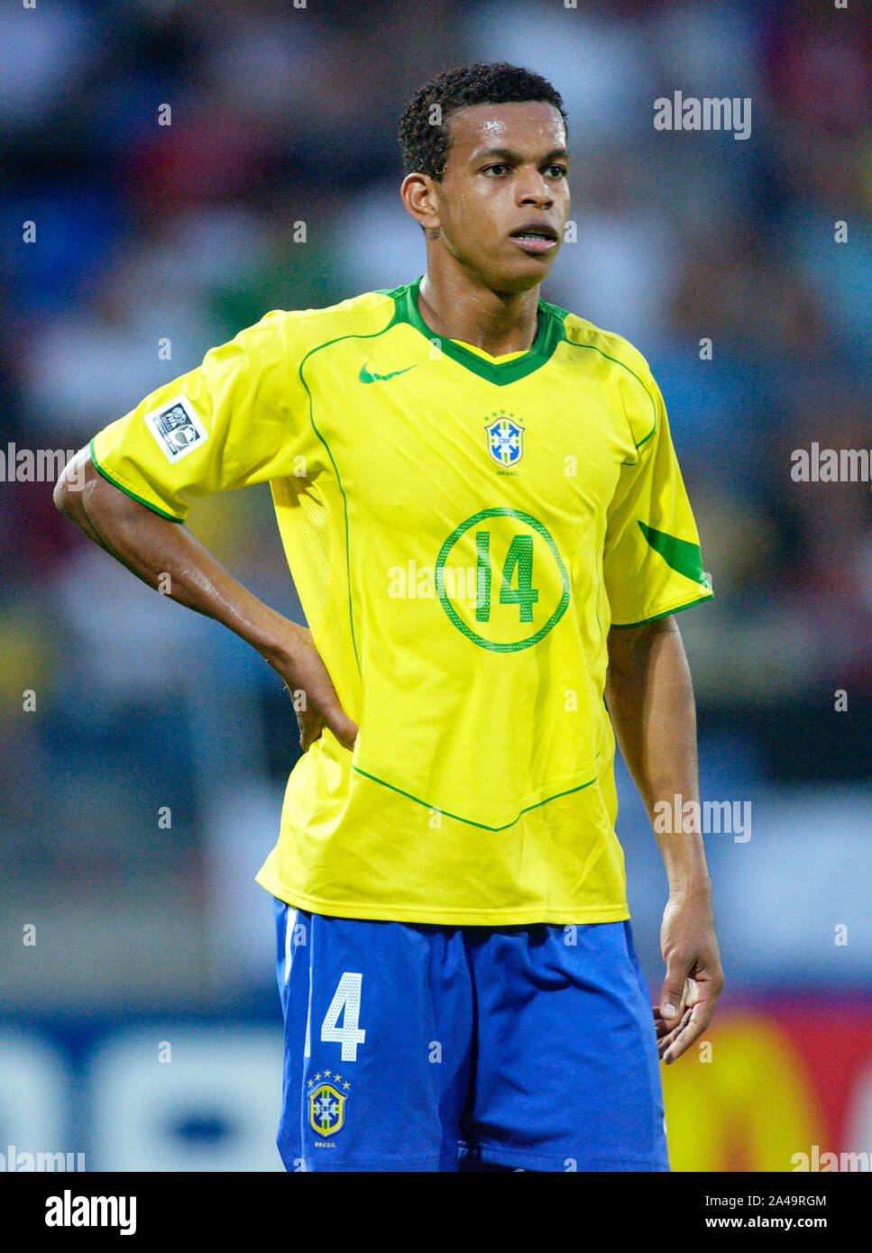 Stadium Tilburg The Netherlands, 24.6.2005, Football: FIFA World Youth  Championships, Under 20 World Cup, Germany (GER,white) vs Brazil (BRA,  yellow); Edcarlos (BRA Stock Photo - Alamy