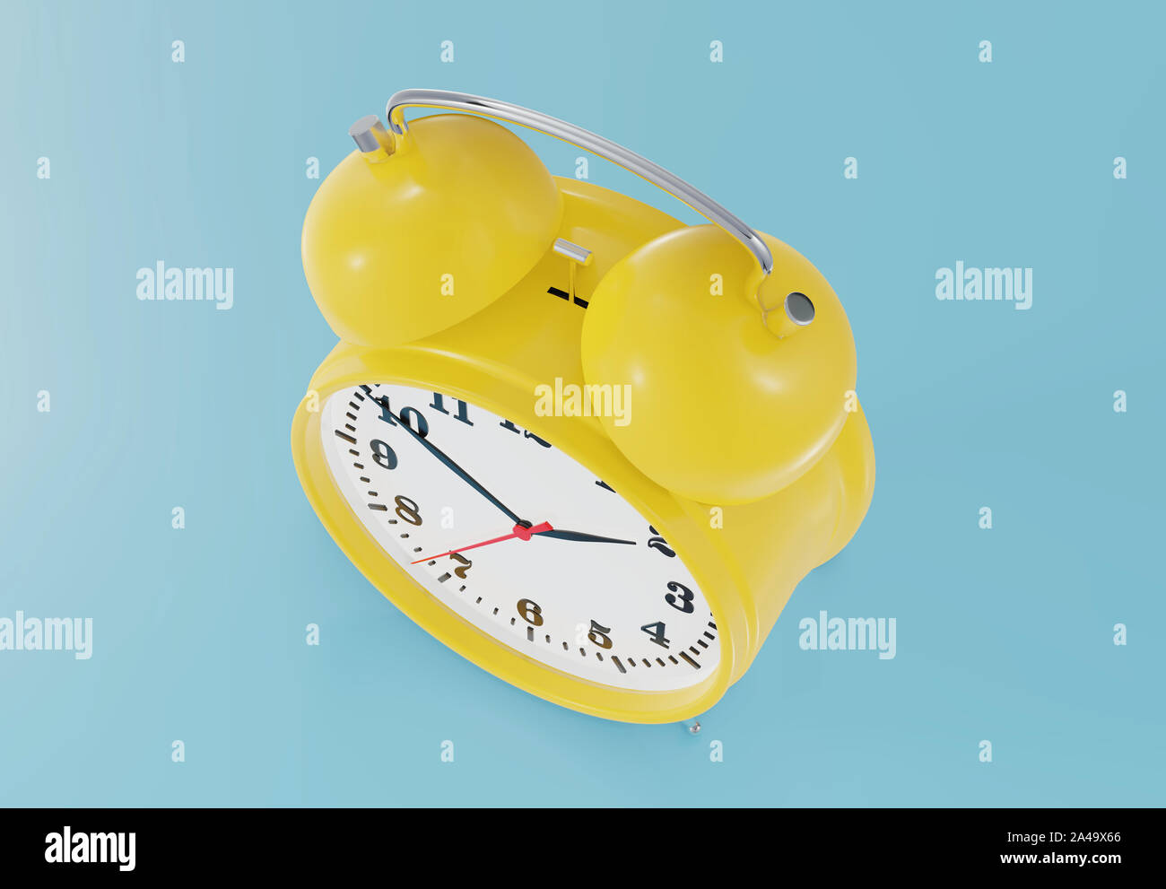 Yellow alarm clock. Top view. 3d rendering Stock Photo Alamy