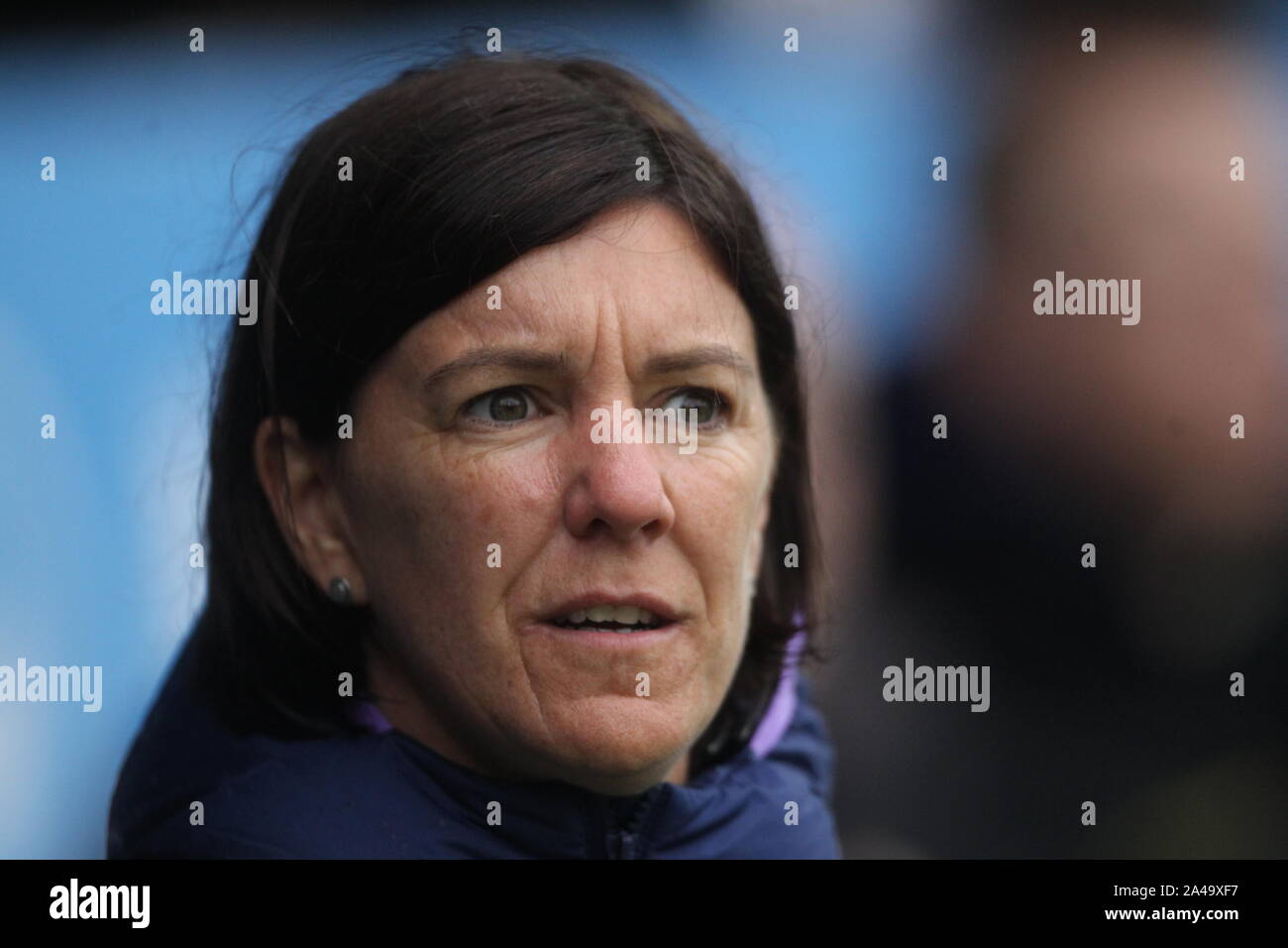 Tottenham Hotspur manager Karen Hills during the FA Women's Super League match at The Hive, Barnet. Stock Photo