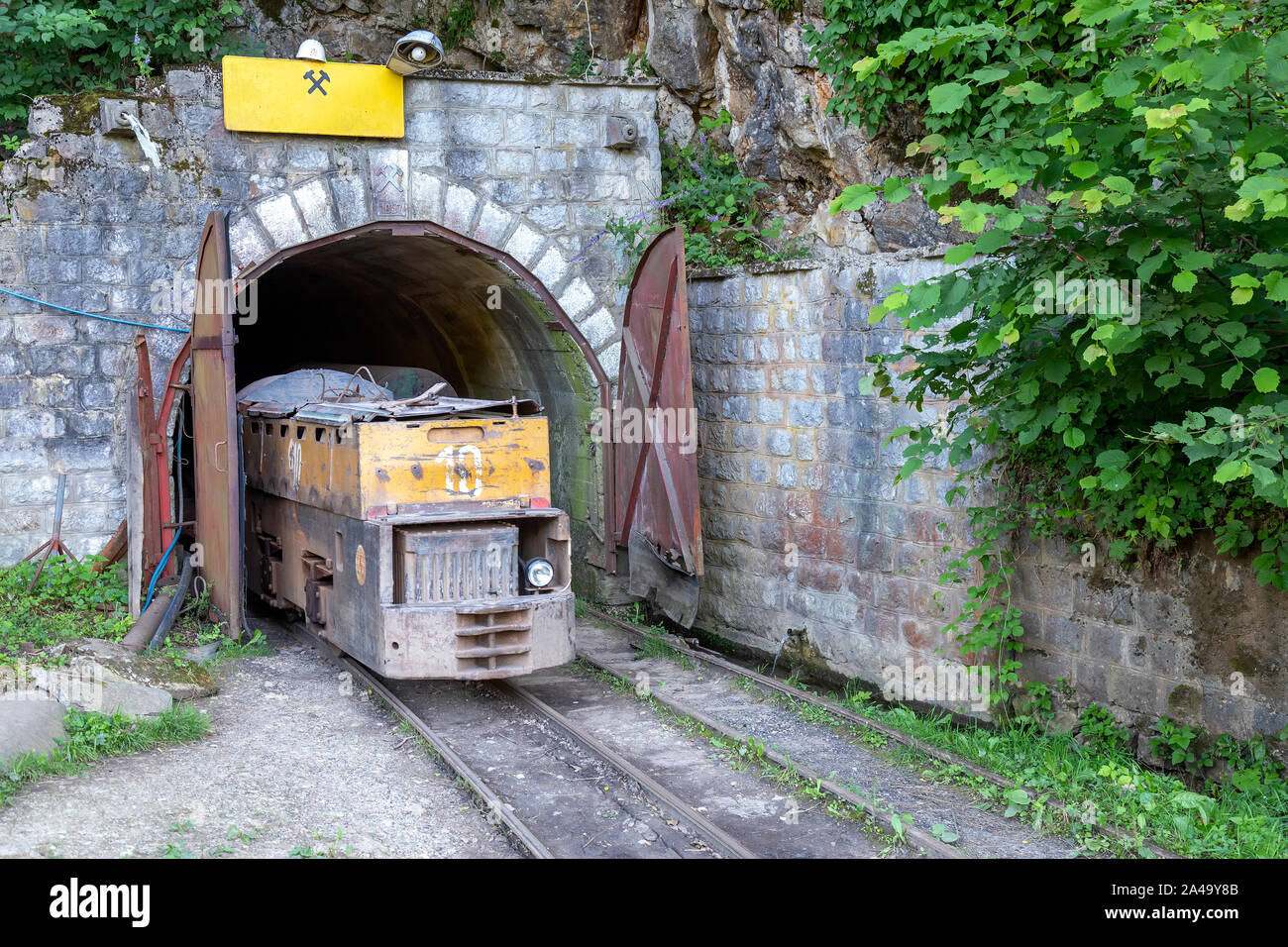 Underground mining at mine shaft of the coal mine Stock