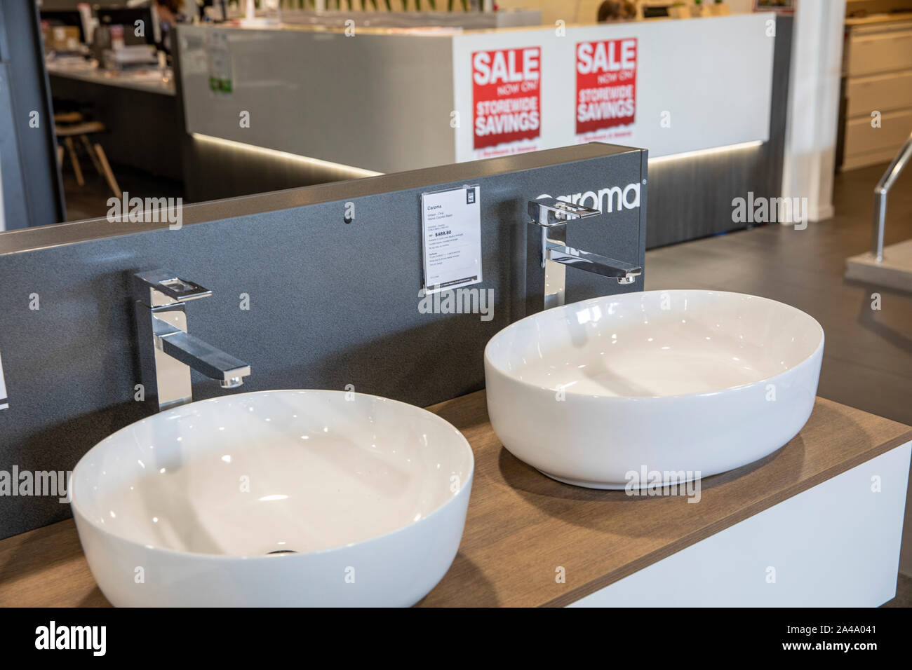 Sydney bathroom showroom with baths and vanity on display,Sydney