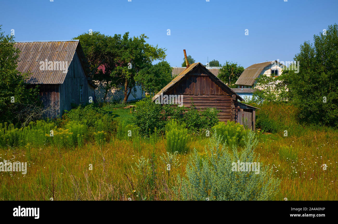 Belarus, Russian old wooden village houses at sunny day in a country Stock  Photo - Alamy