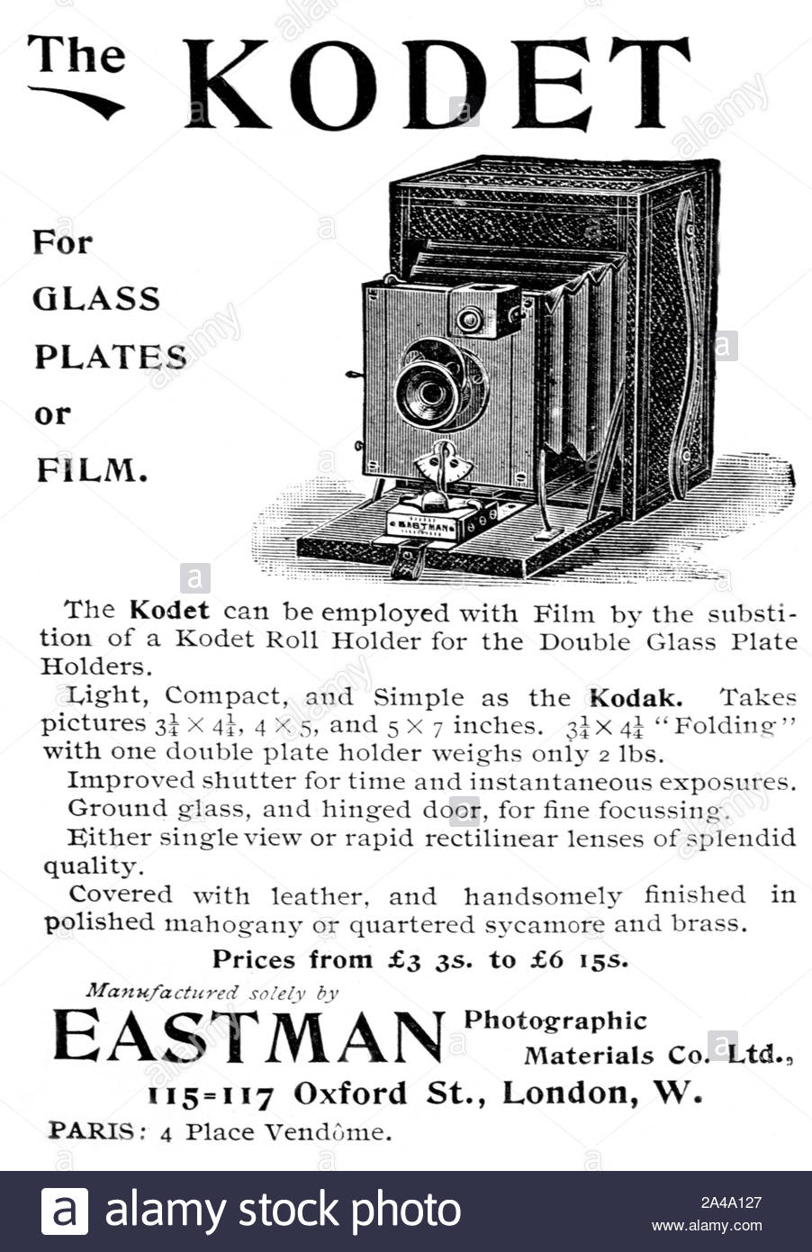 Victorian era, Kodet Camera, vintage advertising from 1895 Stock Photo