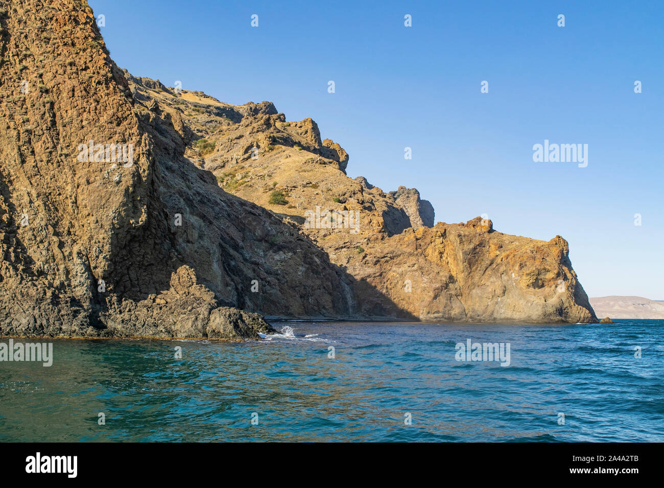 Kara-Dag mountains, view of the rocks from the sea, Crimea, Russia Stock Photo