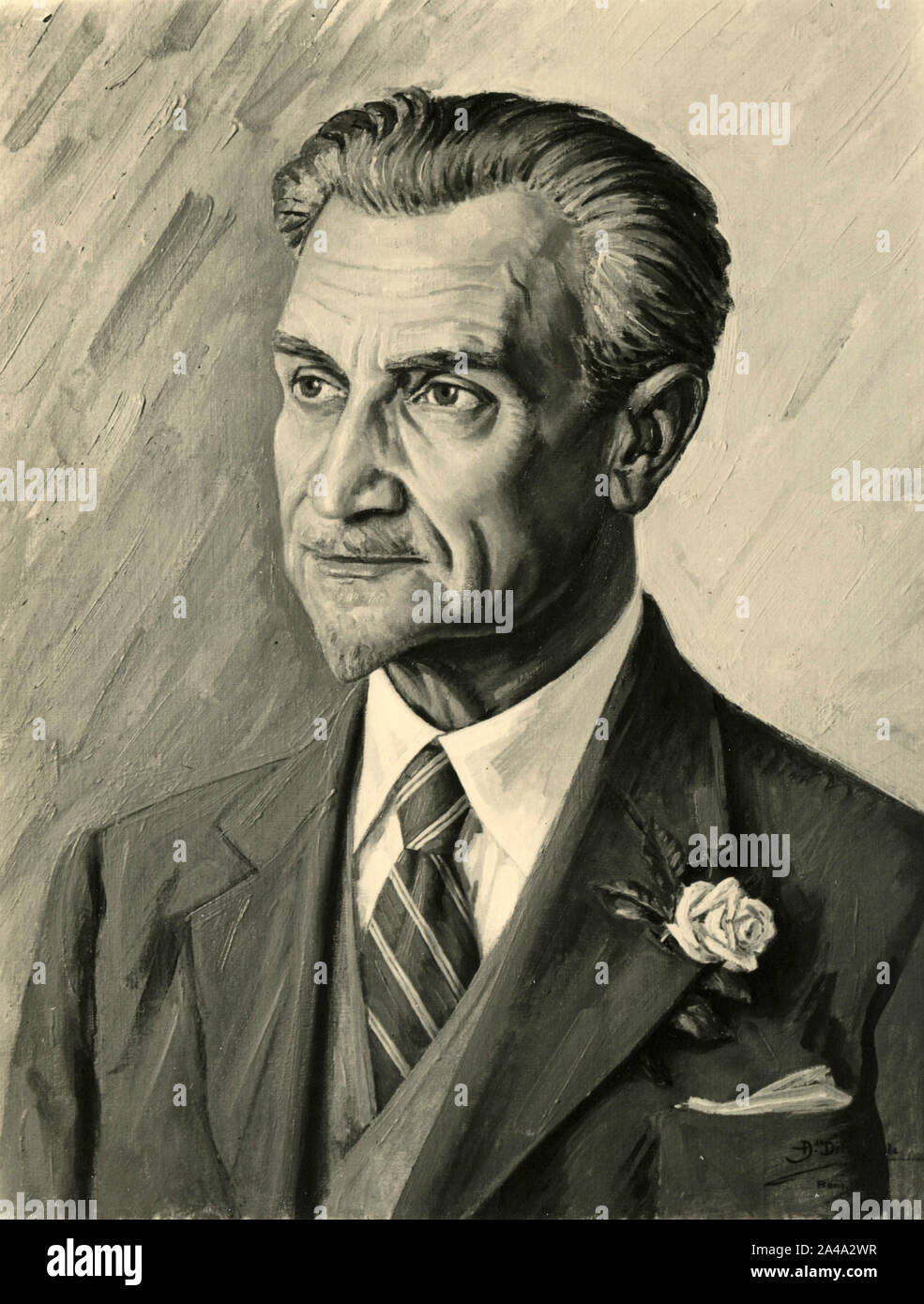 Portrait of unidentified man, painting by Italian painter Alfonso Di Pasquale, 1930s Stock Photo