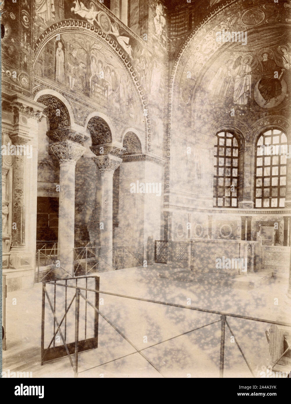 Columns and capitals in the church of St. Vitale, Ravenna, Italy, 1870s Stock Photo
