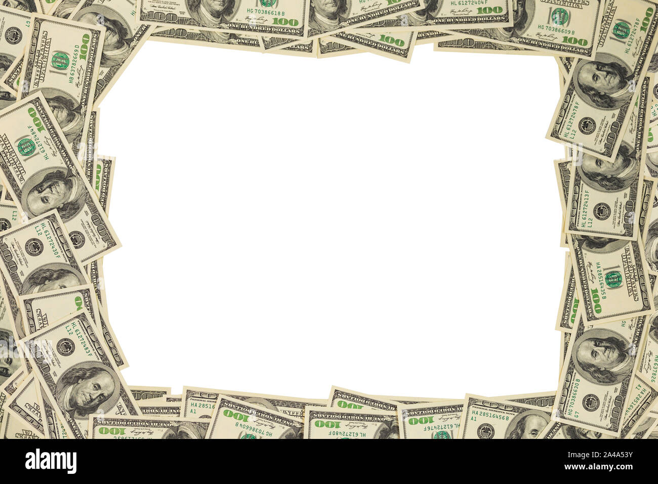 us dollar money frame mockup isolated on white background Stock Photo