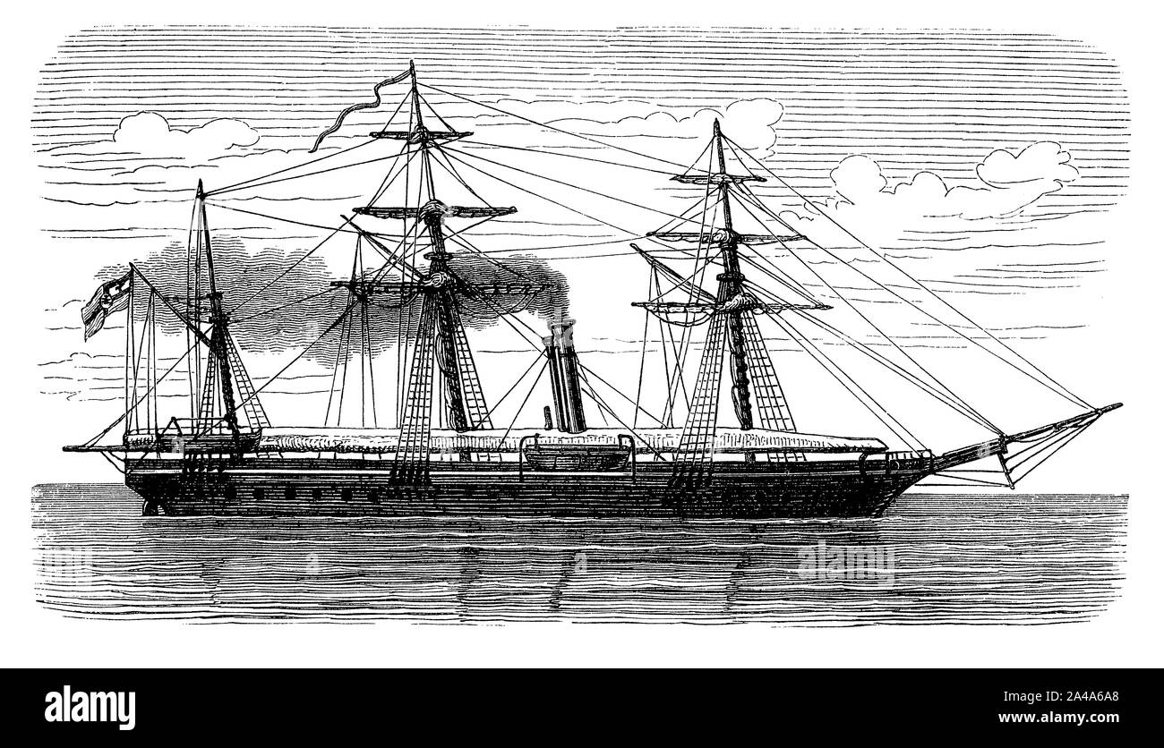 SMS Albatross, gunboat of the Imperial German Navy launched and commissioned in 1871 and used against pirate vessels in the China sea and at Caribbean. Stock Photo
