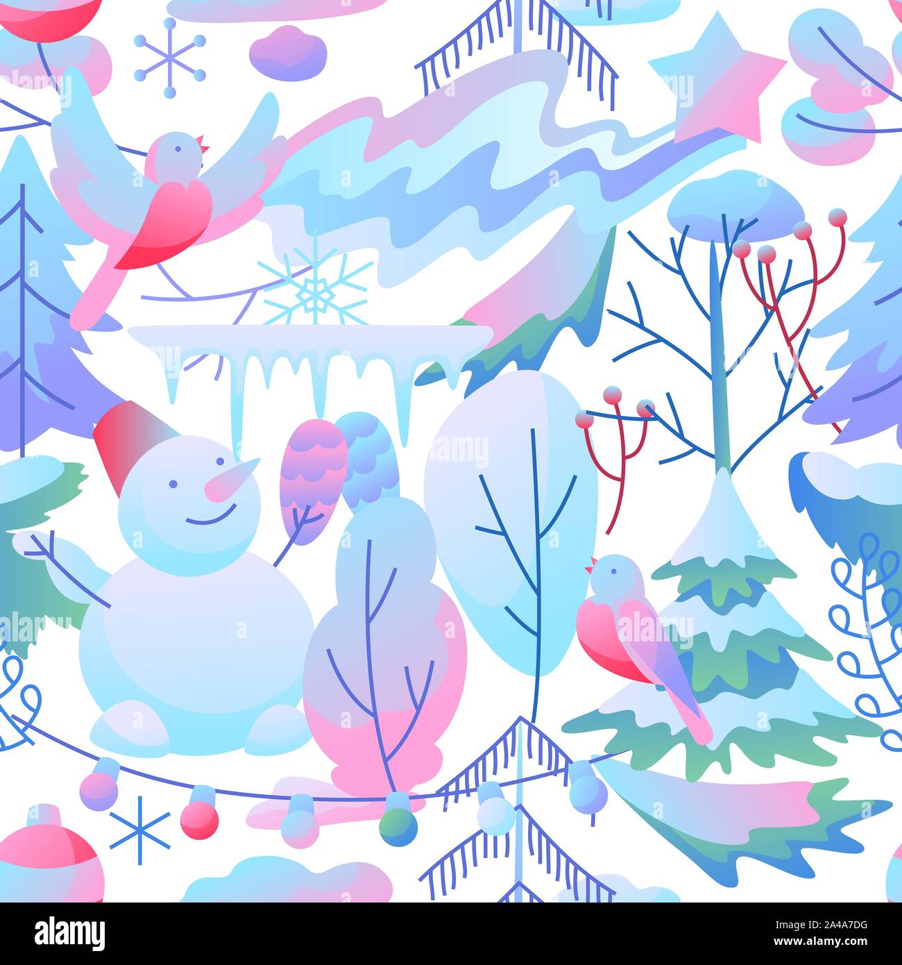 Seamless pattern with winter items. Stock Vector
