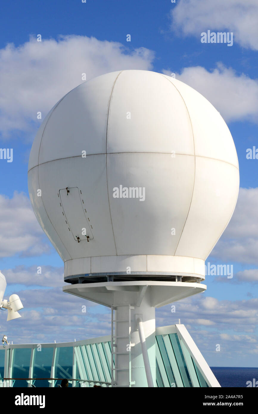 Cruise ship's radar dome located on an upper deck Stock Photo Alamy