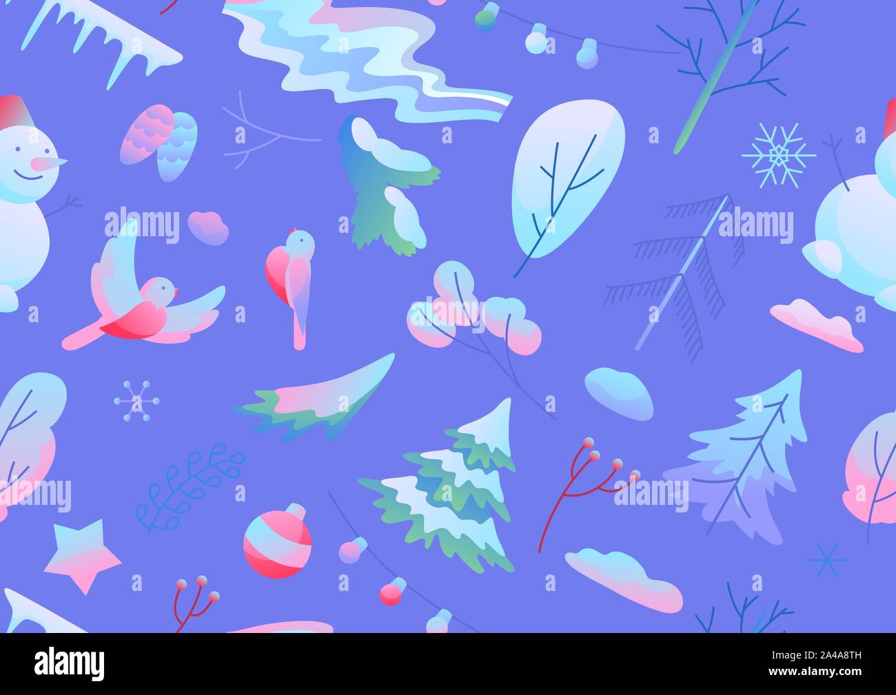Seamless pattern with winter items. Stock Vector