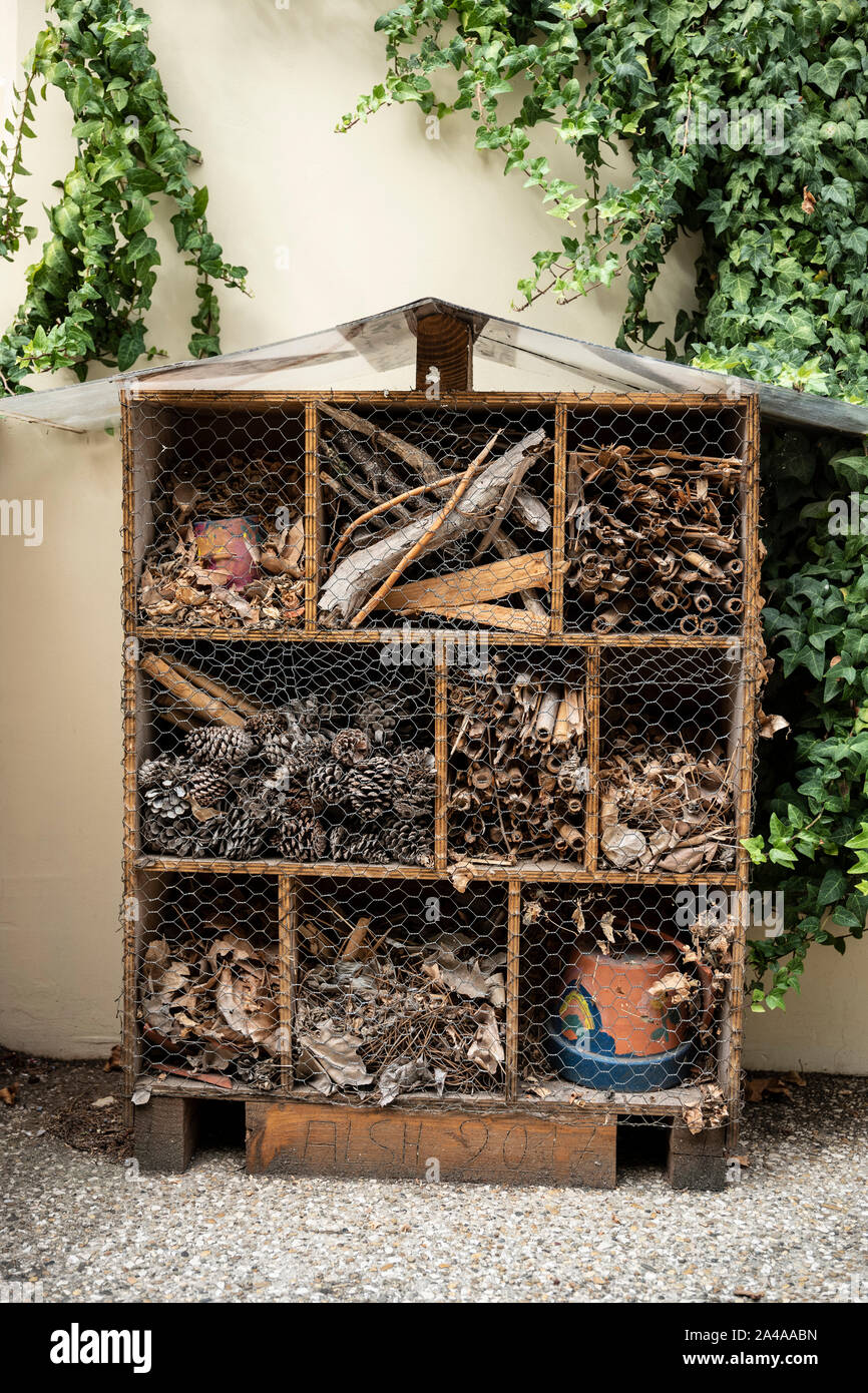 Insect hotel outside the town hall, Bedoin, Provence, France. Stock Photo