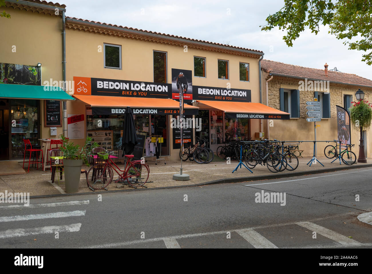 Bike hire store in Bedoin, Provence, France. Stock Photo