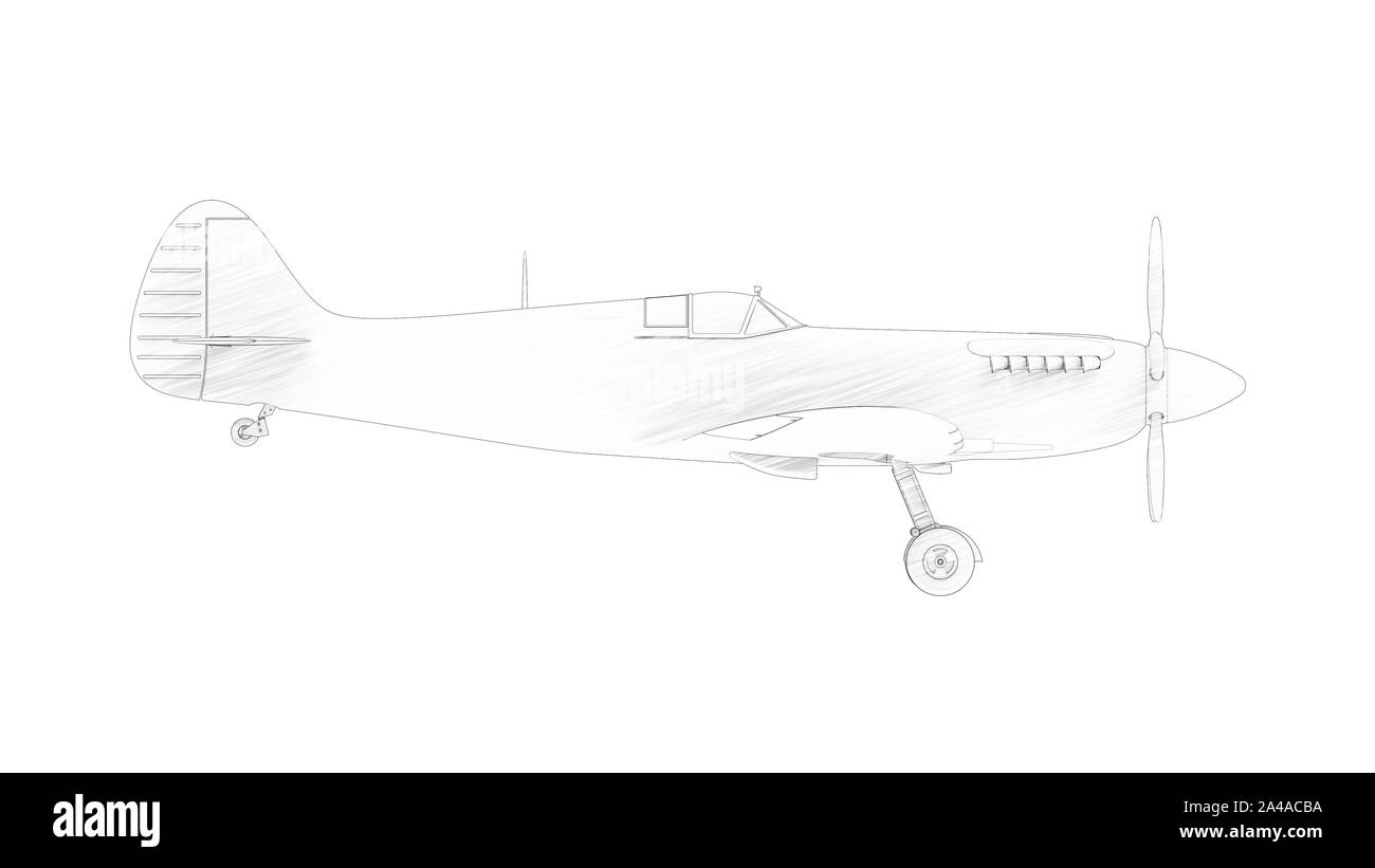 Supermarine spitfire mk v. vector drawing of ww2 british fighter canvas  prints for the wall • canvas prints history, outline, warfare | myloview.com
