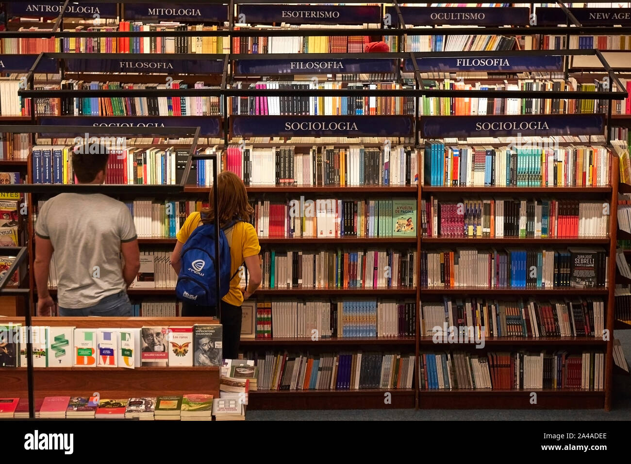 Customers looking for books inside the Ateneo Grand Splendid bookstore, Recoleta, Buenos Aires, Argentina. Stock Photo