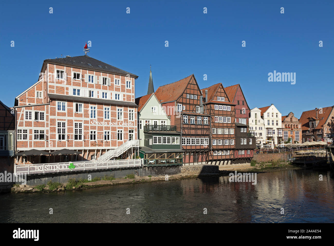 frame houses, Am Stintmarkt, old town, Lueneburg, Lower Saxony Germany Stock Photo