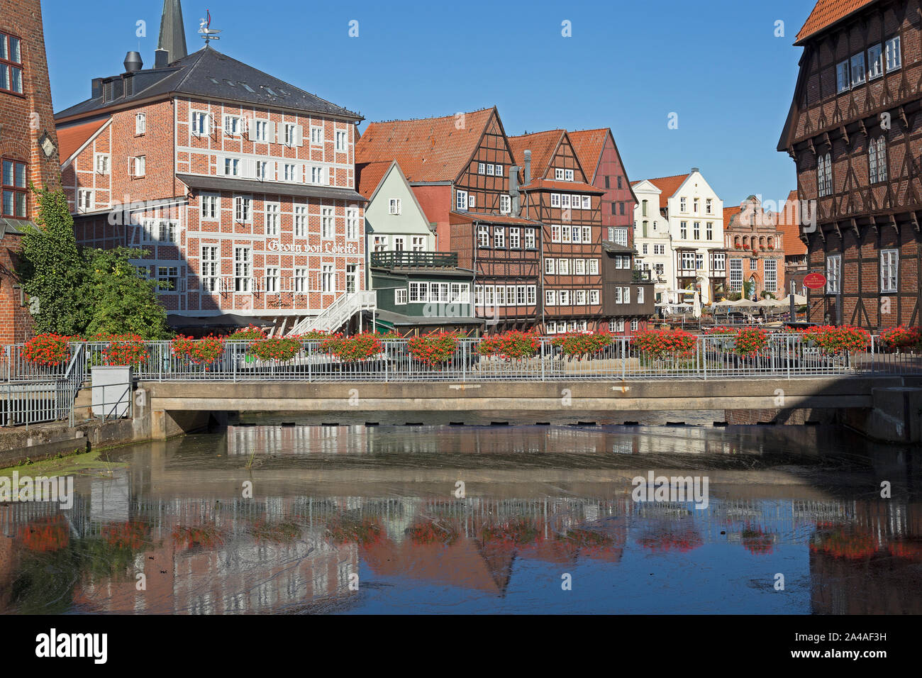 frame houses, Am Stintmarkt, old town, Lueneburg, Lower Saxony Germany Stock Photo